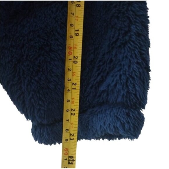 Originally used blue and red fleece jacket with hood and zipper closure. Size L - Picture 8 of 8